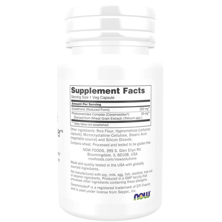 Now Foods Glutathione Skin Brightener + Ceramosides 30 veg kapsułek