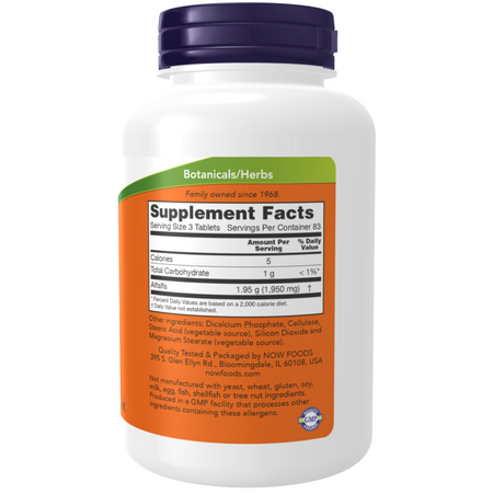 Now Foods Lucerna (Alfalfa) 650 mg 500 tabletek