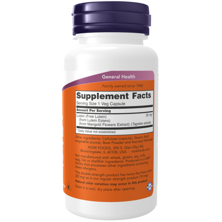 Now Foods Luteina 20 mg Double Strength 90 kapsułek