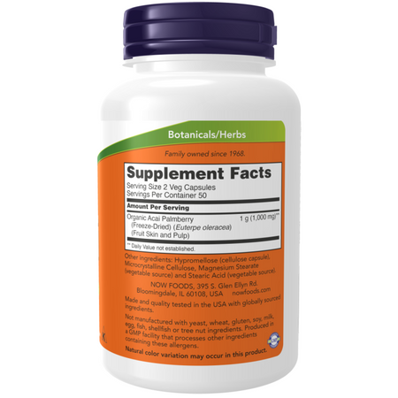 Now Foods Acai 500 mg 100 kapsułek