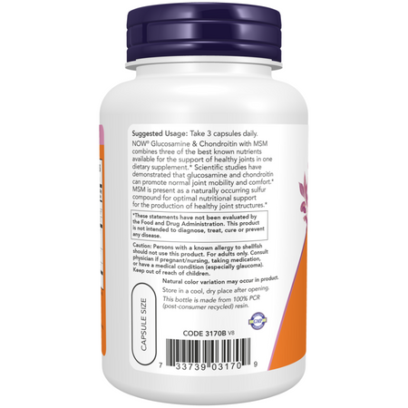 Now Foods Glukozamina, Chondroityna i MSM 180 veg kapsułek