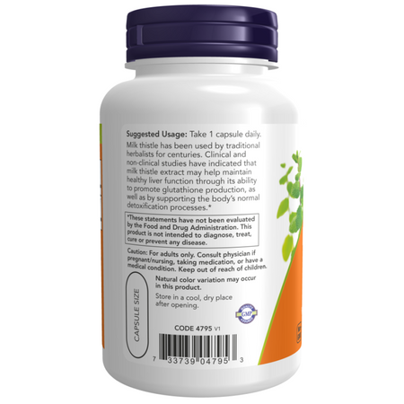 Now Foods Milk Thistle Extract 750 mg Silymarin (600 mg), Maximum Strength 90 veg kapsułek