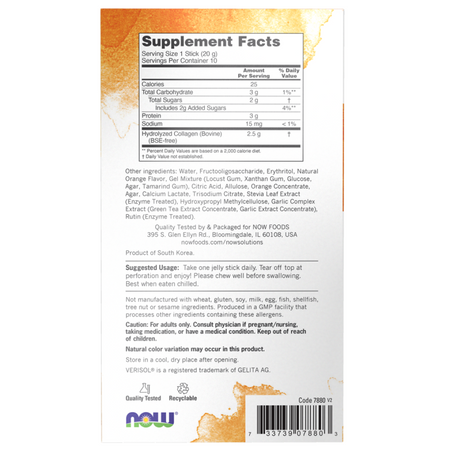 Now Foods Collagen Jelly Beauty Complex Sweet Orange 10 saszetki