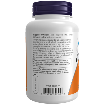 Now Foods L-Glutamine 500 mg 120 veg kapsułek