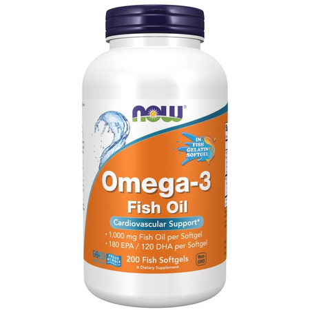 Now Foods Omega-3 Fish Oil (Fish Gelatin) 200 kapsułek