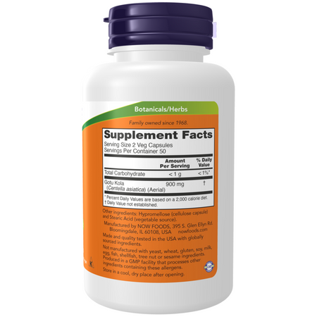 Now Foods Gotu Kola 450 mg 100 kapsułek