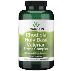 Swanson Rhodiola, Holy Basil i Valerian Stress Complex 180 kapsułek