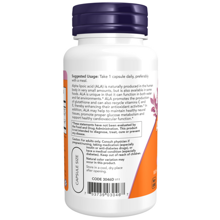 Now Foods Kwas Alfa Liponowy 600 mg Extra Strength 60 kapsułek