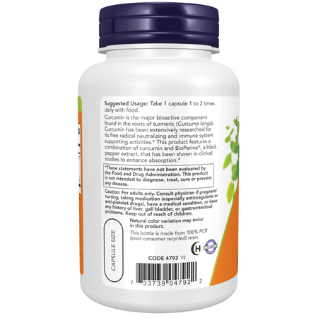 Now Foods Turmeric Curcumin BioPerine 90 veg kapsułek