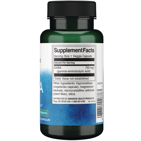 Swanson GABA (Kwas Gamma Aminomasłowy) 750 mg 60 kapsułek