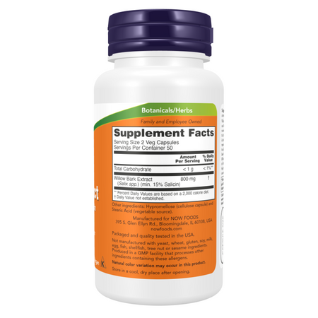 Now Foods Wierzba (Willow Bark) Extract 400 mg 100 kapsułek