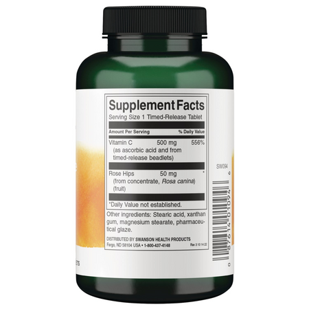 Swanson Witamina C 500 mg z Dziką Różą 250 tabletek o przedłużonym wchłanianiu