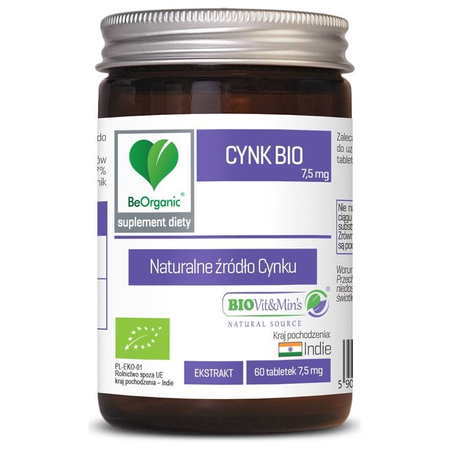 BeOrganic Cynk BIO 7,5 mg 60 tabletek
