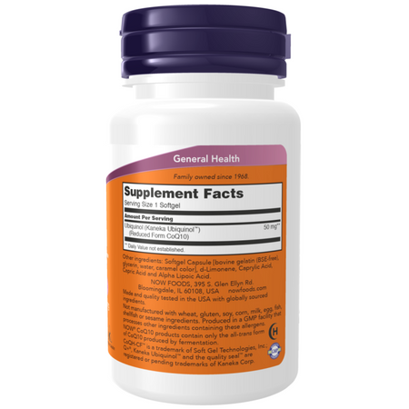 Now Foods Ubiquinol CoQH-CF 50 mg 60 kapsułek