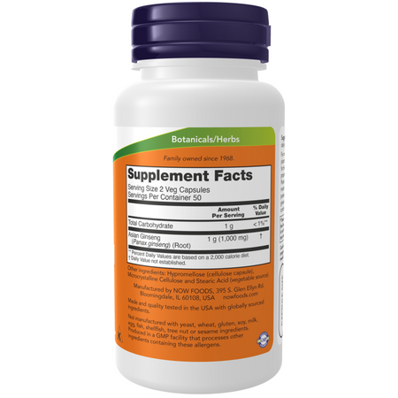 Now Foods Żeń-szeń (Panax Ginseng) 500 mg 100 kapsułek
