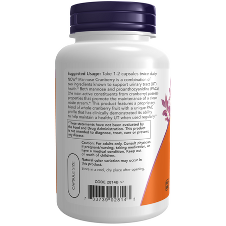 Now Foods D-Mannoza z Żurawiną (Mannose Cranberry) 90 kapsułek