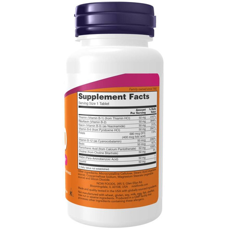 Now Foods Witamina B-50 Complex 100 tabletek