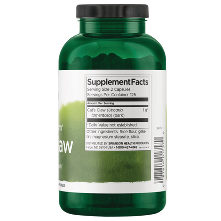 Swanson Koci Pazur (Cat's Claw) 500 mg 250 kapsułek