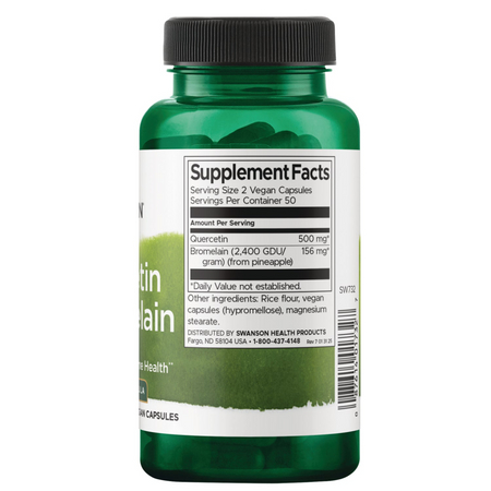 Swanson Kwercetyna (Quercetin) i Bromelaina 100 kapsułek