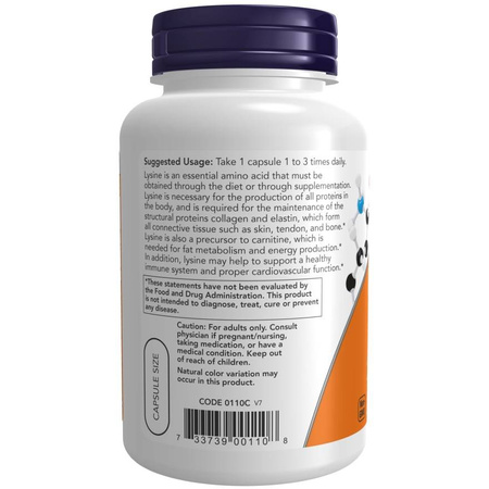 Now Foods L-Lysine 500 mg 100 veg kapsułek