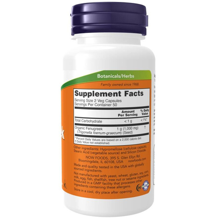 Now Foods Kozieradka (Fenugreek) 500 mg 250 kapsułek