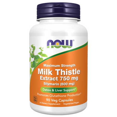 Now Foods Milk Thistle Extract 750 mg Silymarin (600 mg), Maximum Strength 90 veg kapsułek