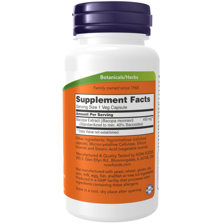 Now Foods Bacopa 450 mg Extract 90 kapsułek