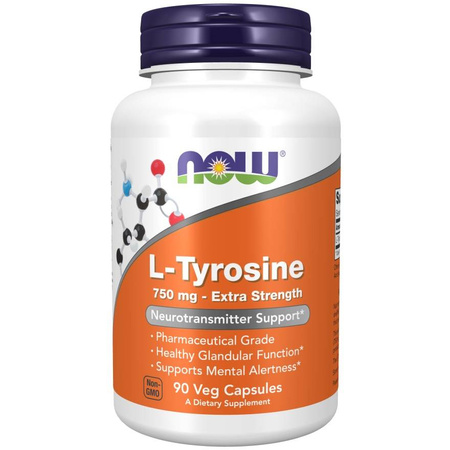 Now Foods L-Tyrosine 750 mg Extra Strength 90 veg kapsułek