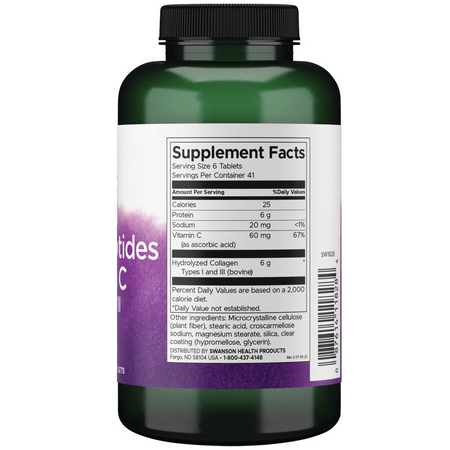 Swanson Hydrolizowane Kolagenowe Peptydy Typu I i III 250 tabletek
