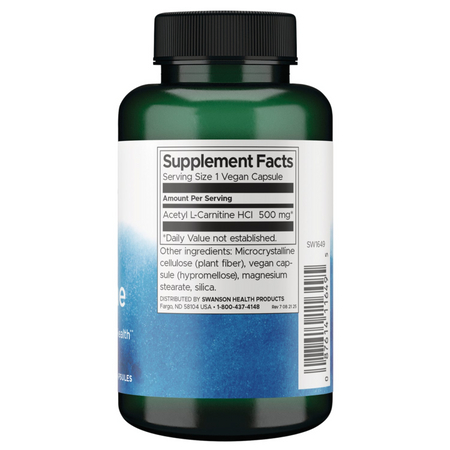Swanson Acetyl L-Karnityny (ALC) 500 mg 100 kapsułek