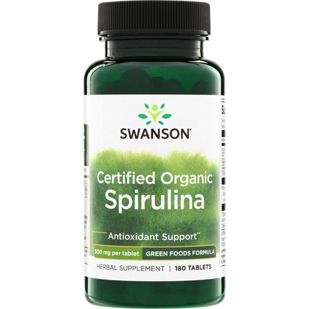 Swanson Certyfikowana Organiczna Spirulina 500 mg 180 tabletek