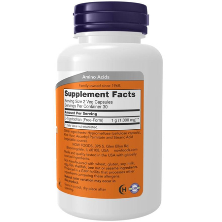 Now Foods L-Tryptophan 500 mg 120 kapsułek