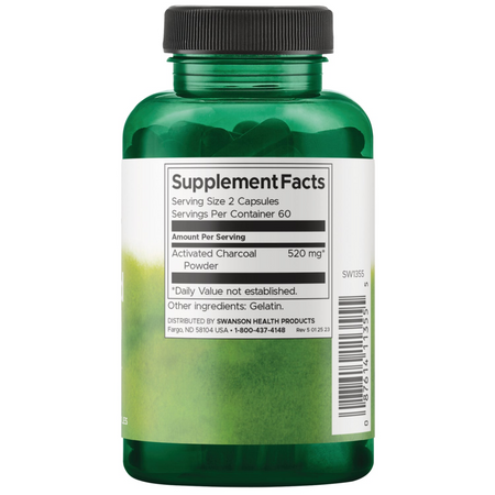 Swanson Aktywny Węgiel Drzewny 260 mg 120 kapsułek