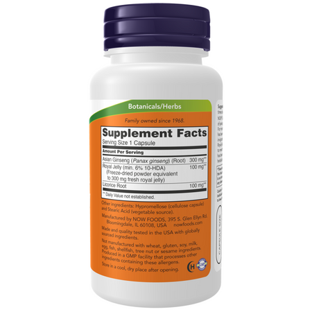 Now Foods Ginseng i Royal Jelly 90 kapsułek