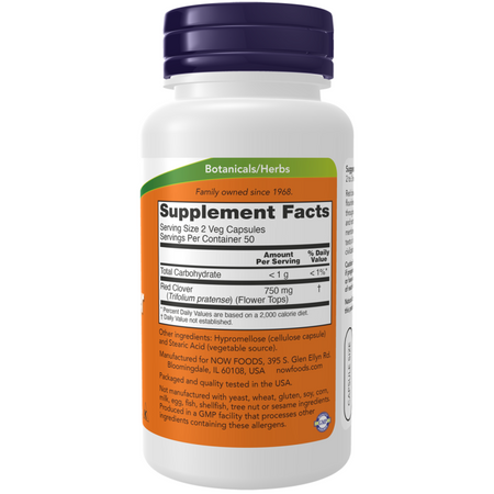 Now Foods Red Clover 375 mg 100 kapsułek