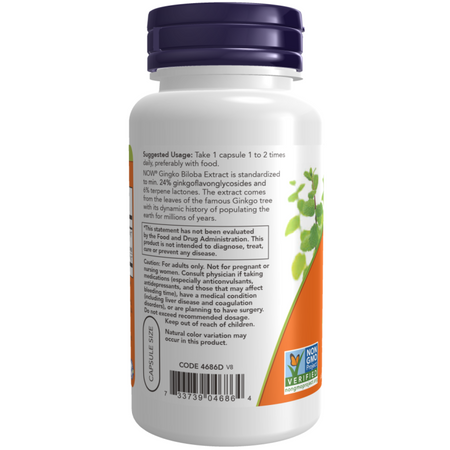 Now Foods Ginkgo Biloba 60 mg 60 kapsułek