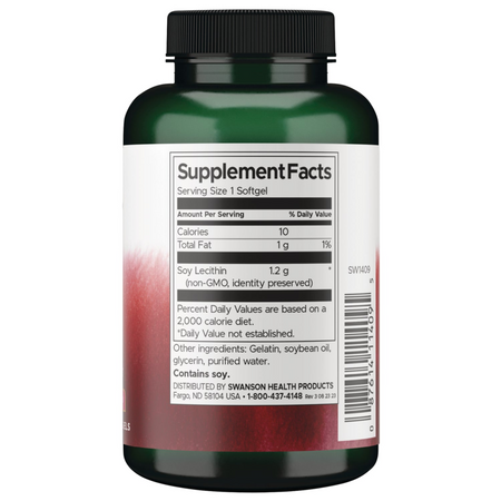 Swanson Lecytyna Sojowa bez GMO 1200 mg 90 kapsułek