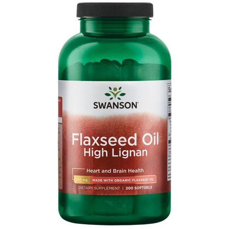 Swanson Olej lniany (Flaxseed Oil) High Lignan 980 mg 200 kapsułek