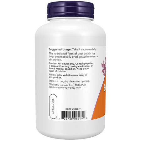 Now Foods Beef Gelatin 550 mg 200 kapsułek