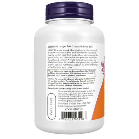 Now Foods Glukozamina, Chondroityna i Trace Minerals 240 veg kapsułek