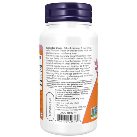 Now Foods D-Mannose Urinary Support 500 mg 240 kapsułek