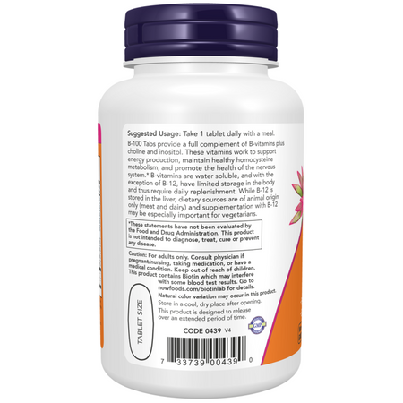 Now Foods Witamina B-100 Complex Przedłużone Uwalnianie 100 tabletek