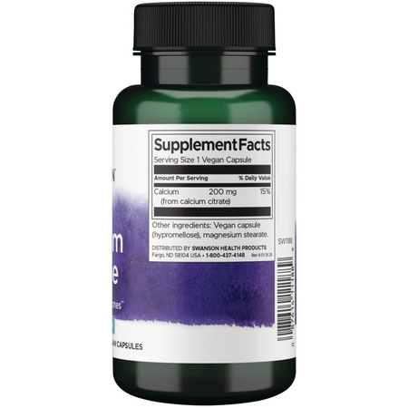 Swanson Cytrynian Wapnia 200 mg 60 kapsułek