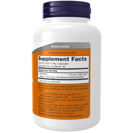 Now Foods L-Ornithine 500 mg 120 veg kapsułek