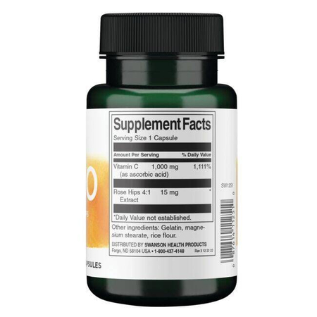 Swanson Witamina C 1000 mg z Dziką Różą 30 veg kapsułek
