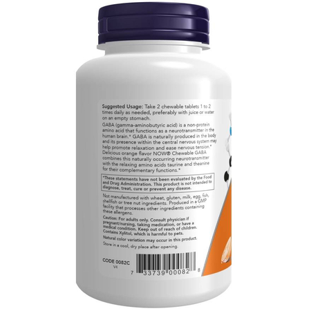 Now Foods GABA Orange Flavor Chewable 90 tabletek