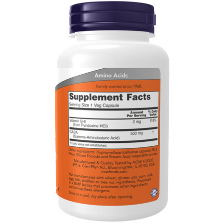 Now Foods GABA 500 mg 200 veg kapsułek