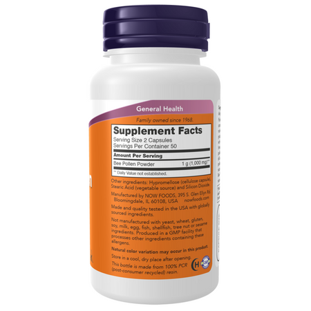 Now Foods Bee Pollen 500 mg 100 kapsułek
