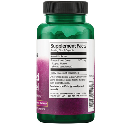 Swanson Nowozelandzka Zielona Małża (Green Lipped Mussel) 500 mg 60 kapsułek