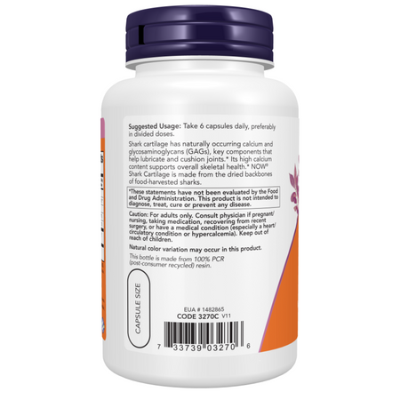 Now Foods Chrząstka Rekina (Shark Cartilage) 750 mg 300 kapsułek